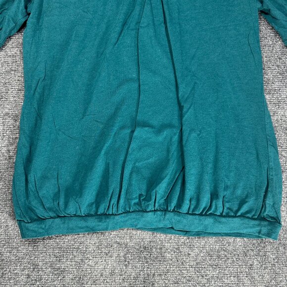 Fossil Top Womens Medium Green Cotton Knit Short Cuffed Sleeve Pullover - Picture 2 of 7